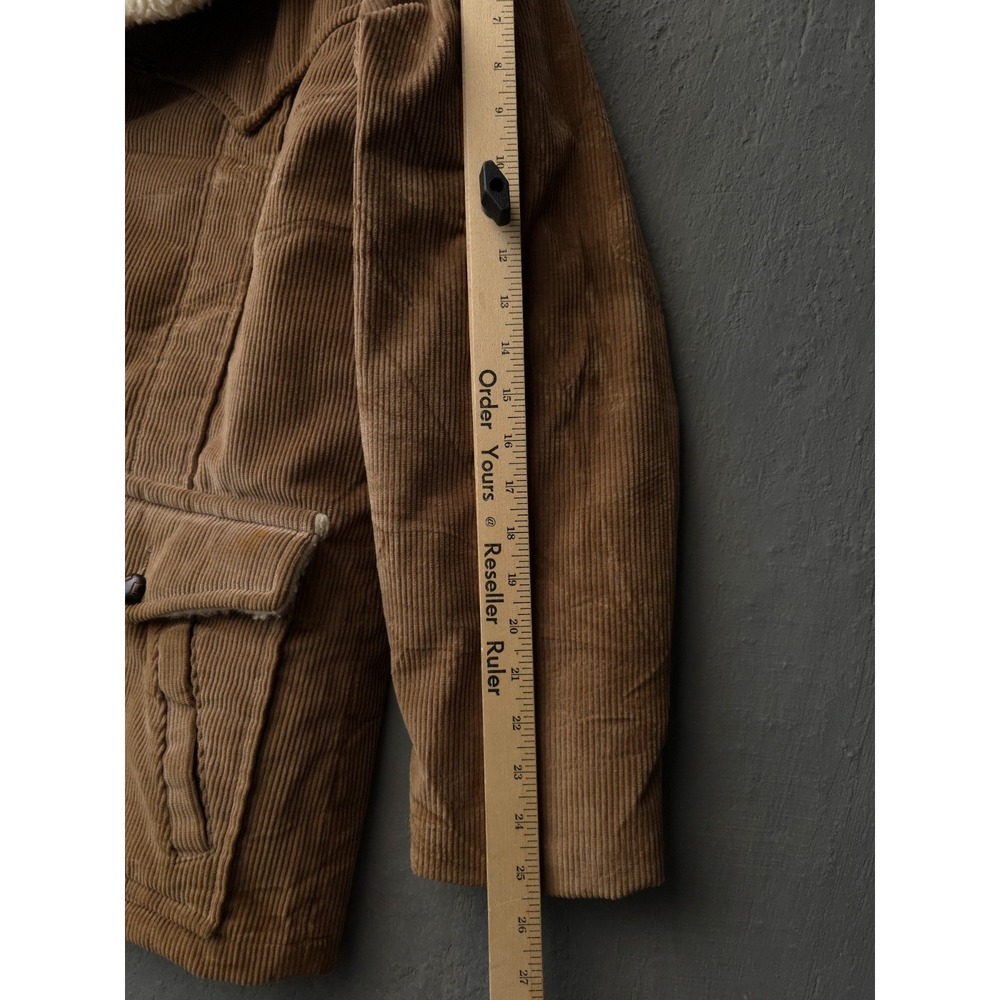 Vintage 1970s Lee Storm Rider Beige Corduroy Fleece Lined Barnstormer Coat 42 - Picture 13 of 14